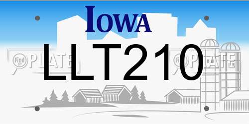 LLT210 Iowa License Plate