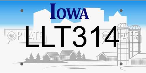 LLT314 Iowa License Plate