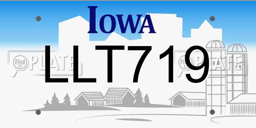 LLT719 Iowa License Plate