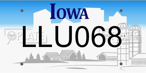 LLU068 Iowa License Plate