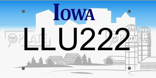 LLU222 Iowa License Plate