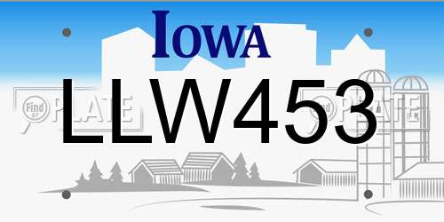 LLW453 Iowa License Plate