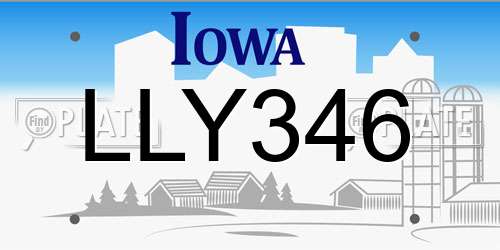 LLY346 Iowa License Plate