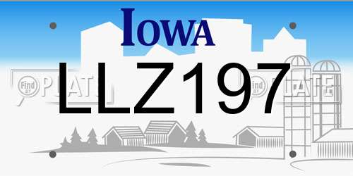 LLZ197 Iowa License Plate