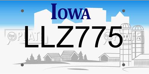 LLZ775 Iowa License Plate