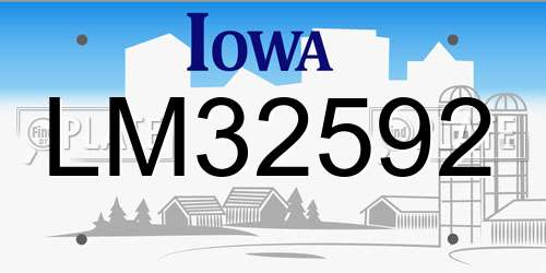 LM32592 Iowa License Plate