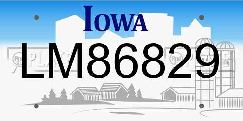 LM86829 Iowa License Plate