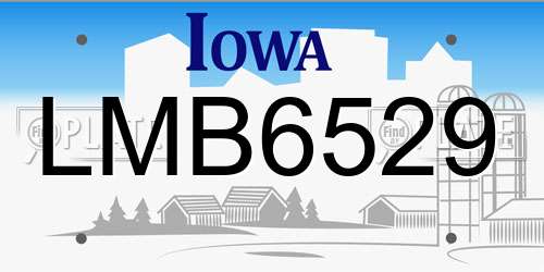 LMB6529 Iowa License Plate