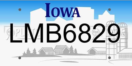 LMB6829 Iowa License Plate