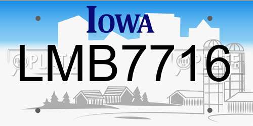 LMB7716 Iowa License Plate