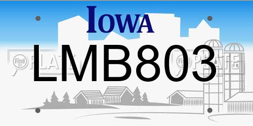 LMB803 Iowa License Plate