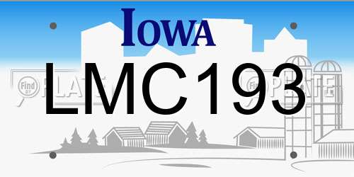 LMC193 Iowa License Plate