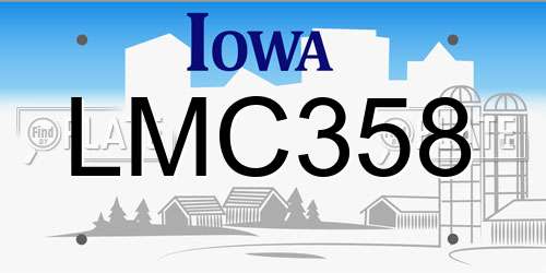 LMC358 Iowa License Plate