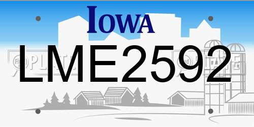 LME2592 Iowa License Plate