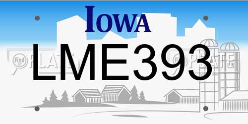 LME393 Iowa License Plate