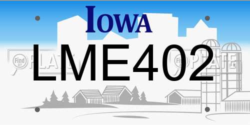 LME402 Iowa License Plate