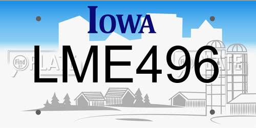LME496 Iowa License Plate