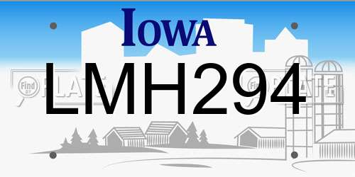 LMH294 Iowa License Plate