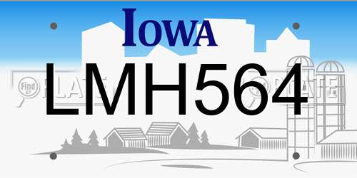 LMH564 Iowa License Plate