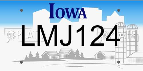 LMJ124 Iowa License Plate