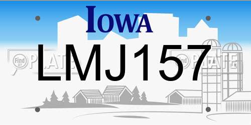 LMJ157 Iowa License Plate