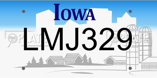 LMJ329 Iowa License Plate