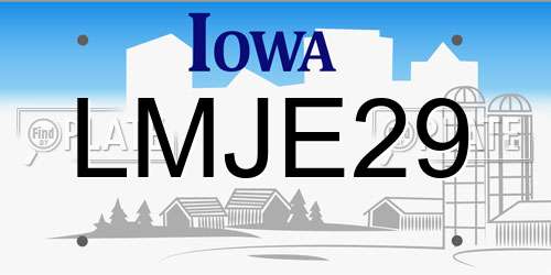 LMJE29 Iowa License Plate