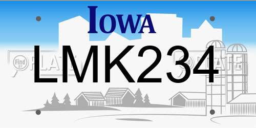 LMK234 Iowa License Plate