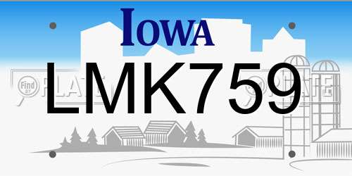 LMK759 Iowa License Plate