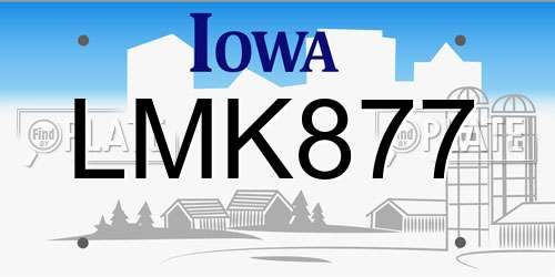LMK877 Iowa License Plate