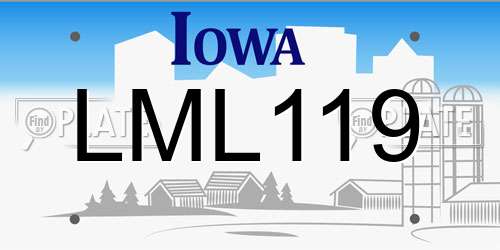 LML119 Iowa License Plate