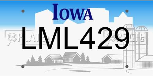 LML429 Iowa License Plate