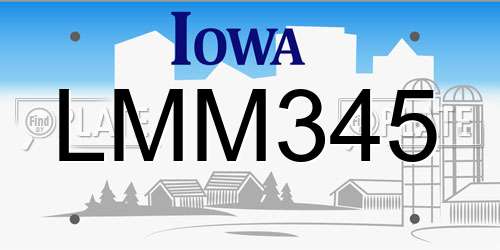 LMM345 Iowa License Plate