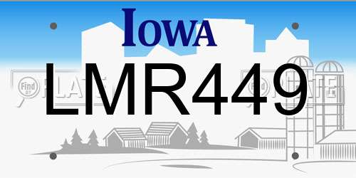 LMR449 Iowa License Plate