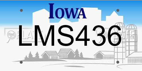 LMS436 Iowa License Plate