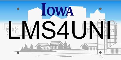 LMS4UNI Iowa License Plate