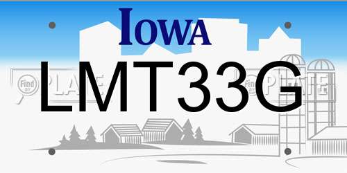 LMT33G Iowa License Plate
