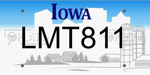 LMT811 Iowa License Plate