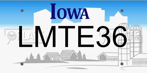 LMTE36 Iowa License Plate