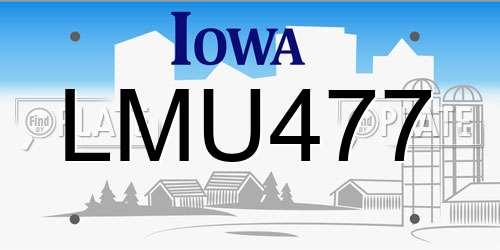 LMU477 Iowa License Plate