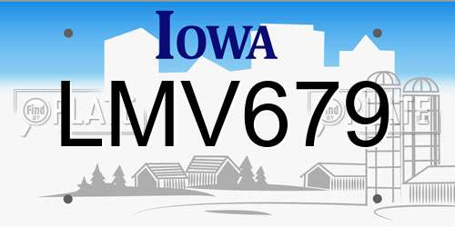 LMV679 Iowa License Plate