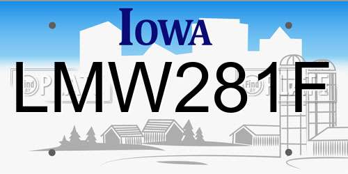 LMW281F Iowa License Plate