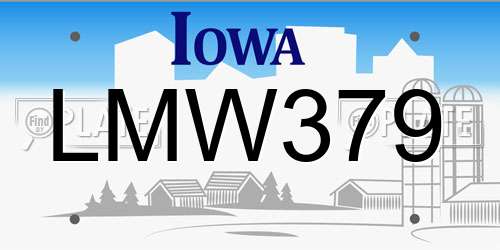 LMW379 Iowa License Plate