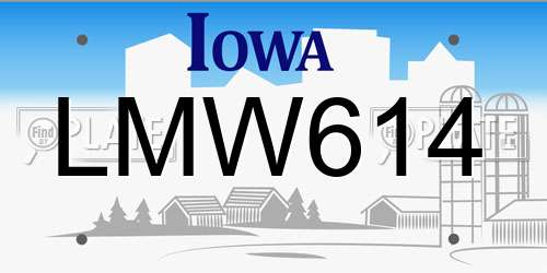 LMW614 Iowa License Plate