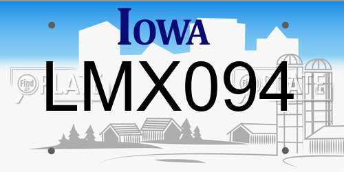 LMX094 Iowa License Plate