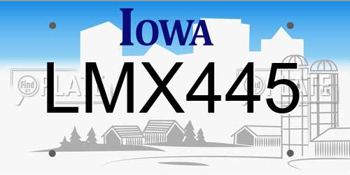 LMX445 Iowa License Plate