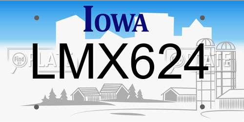 LMX624 Iowa License Plate