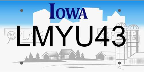 LMYU43 Iowa License Plate