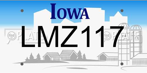 LMZ117 Iowa License Plate