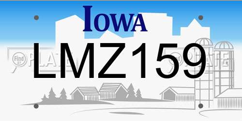 LMZ159 Iowa License Plate